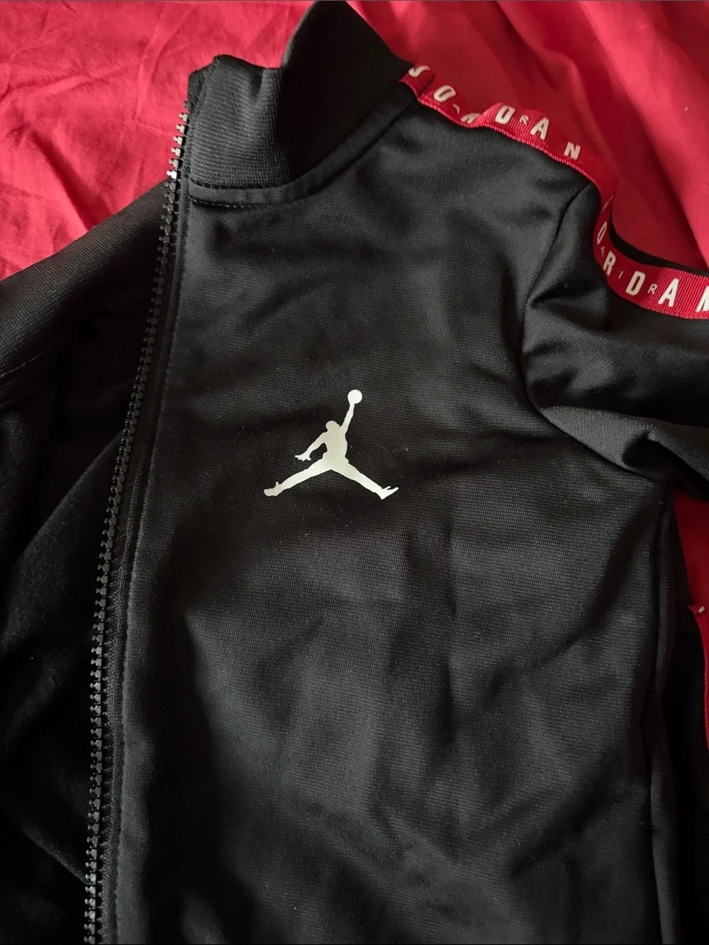 Jordan Black Jogging Set with Red and White Accents